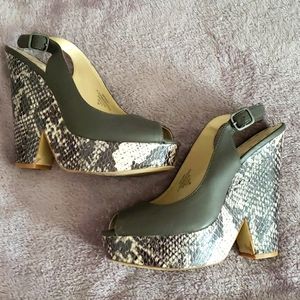 Nine West Chunky Snakeskin Wedges